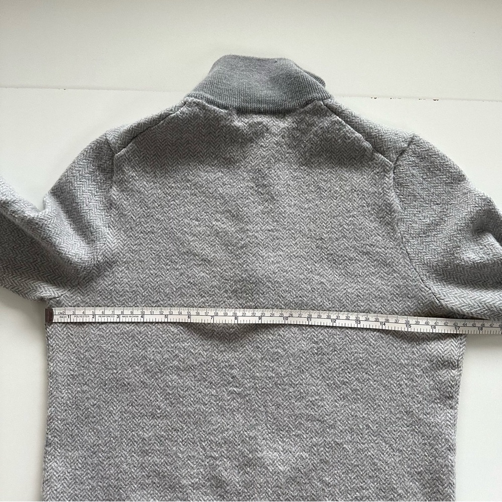 Brooks Brothers Men Grey Size Medium Merino Wool 1/4 Zip Herringbone Sweater - Picture 10 of 14